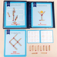 New Wooden Magnetic Thinking Matchstick Game for Children, AIME Math and Geometry Logic Training Brain Teaser Wooden Toy