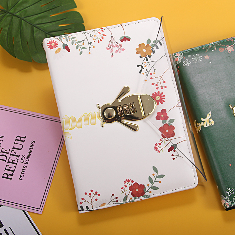 잠금 일기가있는 크리 에이 티브 암호 책 잠금 노트북이있는 소녀의 심장 노트북 두꺼운 a5 학생용 손 계정 책