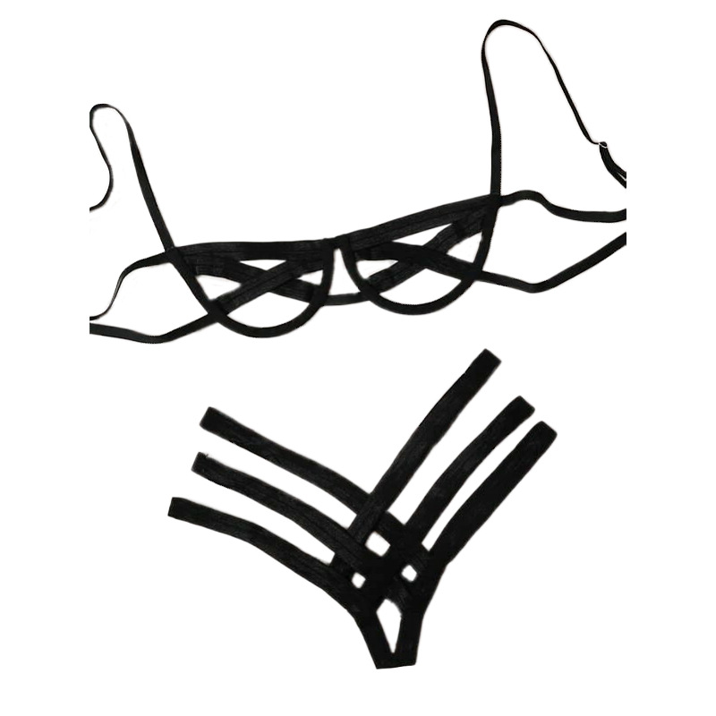 AliExpress comercio exterior de Europa y América encaje-up lencería sexy costura sexy underwire bikini split hueco de tres puntos