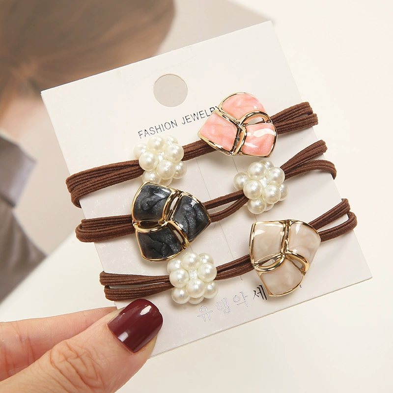 Fashionable South Korean goods from pearl, small hair rope, hair accessory, Korean style, simple and elegant design, Chanel style