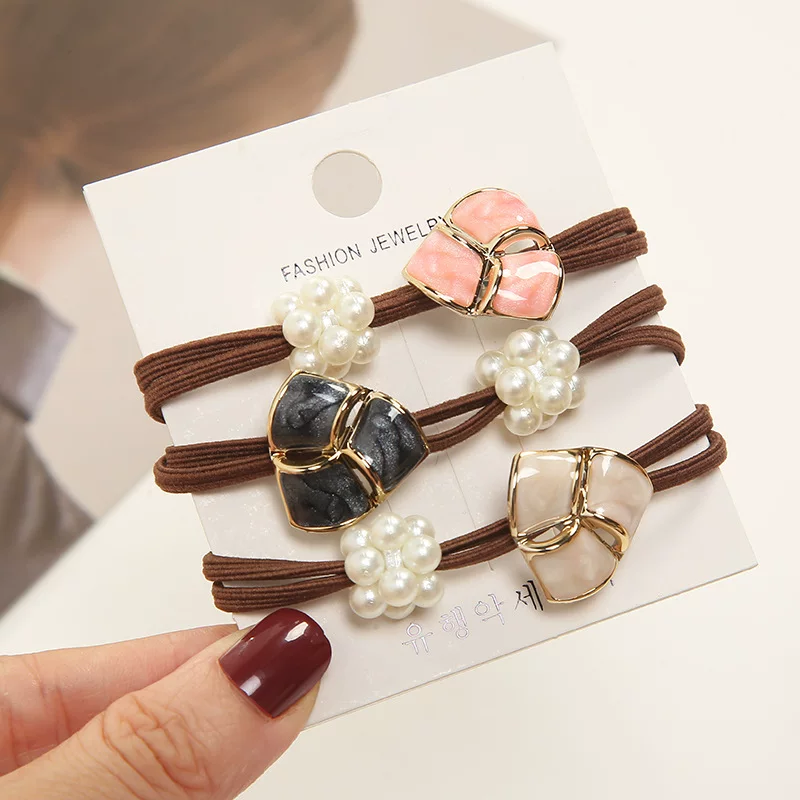 Fashionable South Korean goods from pearl, small hair rope, hair accessory, Korean style, simple and elegant design, Chanel style
