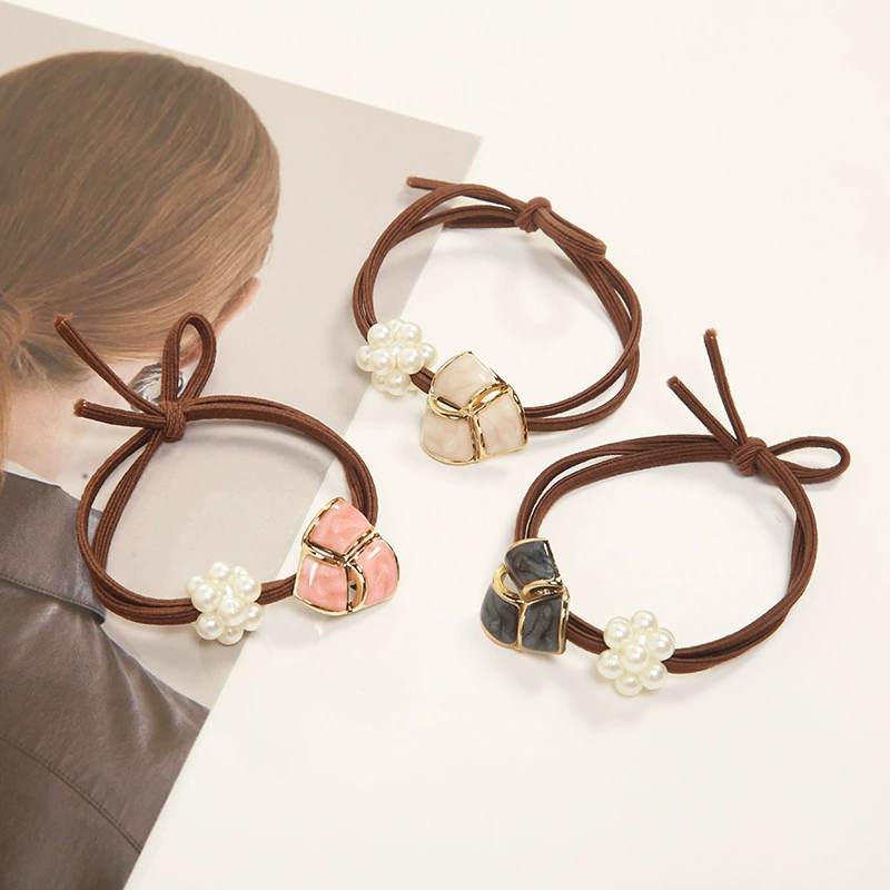 Fashionable South Korean goods from pearl, small hair rope, hair accessory, Korean style, simple and elegant design, Chanel style