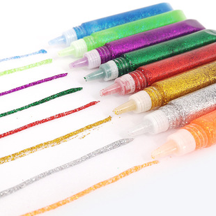 Glitter glue 10ml glitter glue color powder glue colorful glue DIY glue pen children's handmade art Painting materials