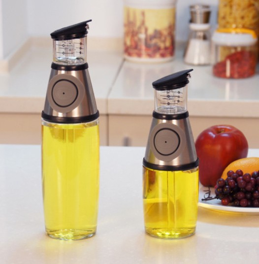 厂家热销 高档玻璃计量油瓶 高白料玻璃油瓶500ml