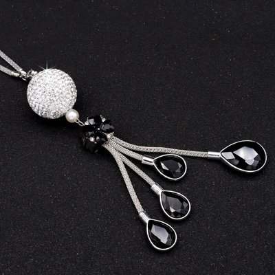 interior pendant car decoration rhinestone – Car hanging - black-drops-four-leaf-clover-dense-drill-ball-recommend