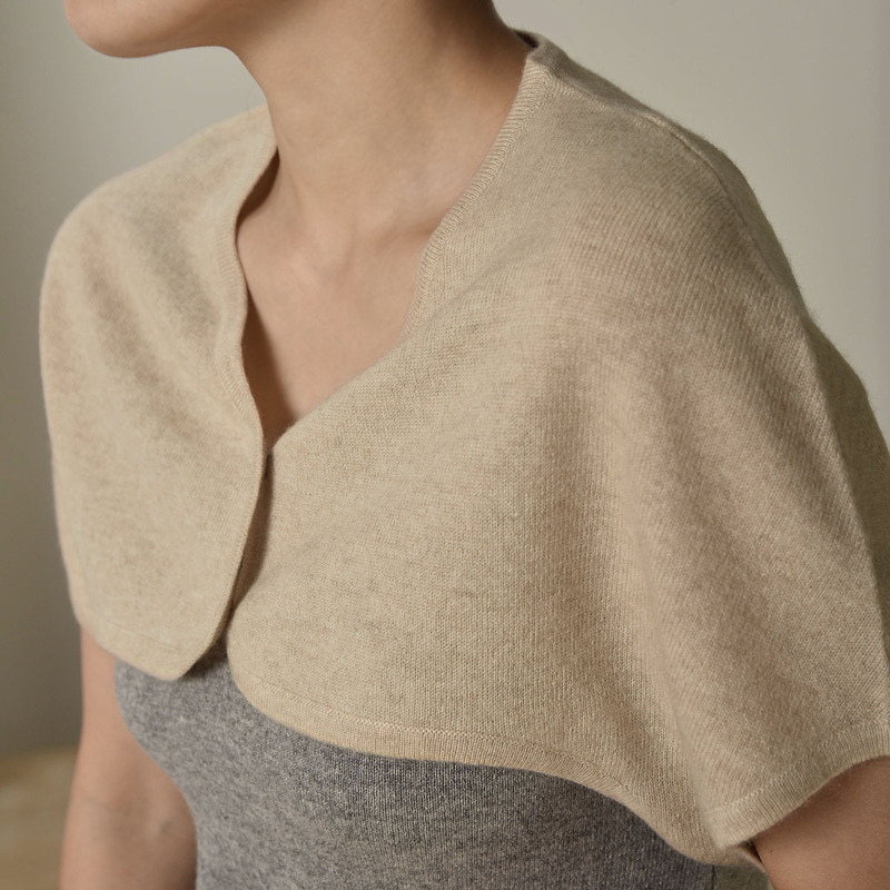 ECC kaisimi pure cashmere cardigan universal shoulder neck knitted short warm waistcoat