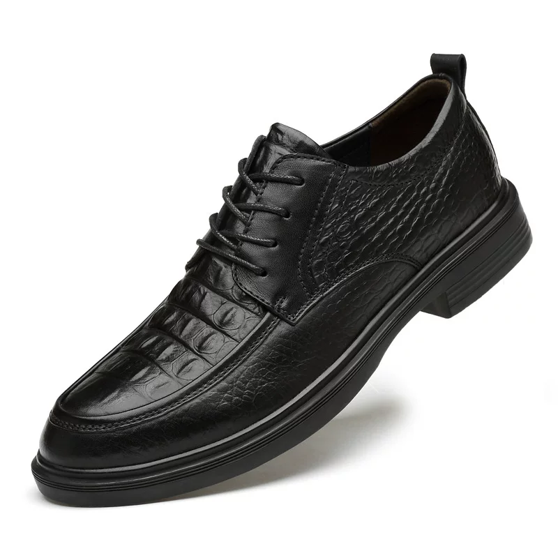 Men's leather breathable footwear, work fashionable classic suit, shoes, cowhide, Korean style, plus size