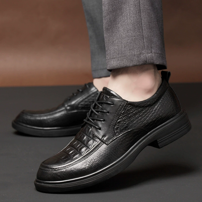 Men's leather breathable footwear, work fashionable classic suit, shoes, cowhide, Korean style, plus size