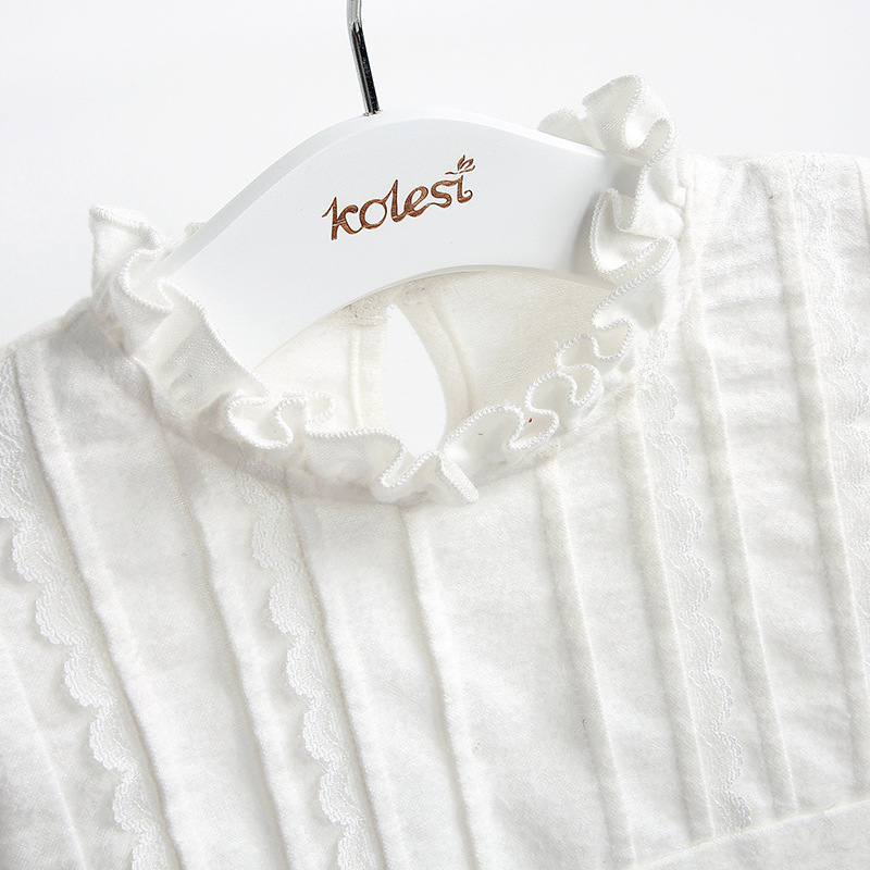 Camiseta blanca de manga larga para niños, top de cuello redondo de color liso para niñas de otoño, ropa de bebé, venta al por mayor de prendas de una pieza para bebés y niños pequeños