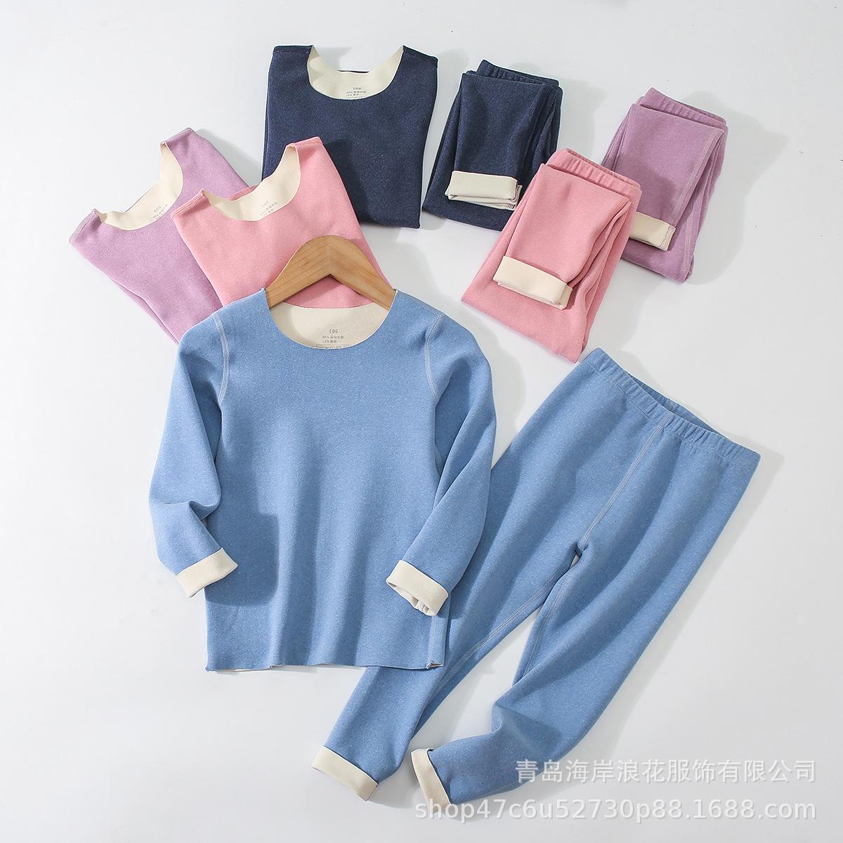 Velvet children's keep warm set for men and women