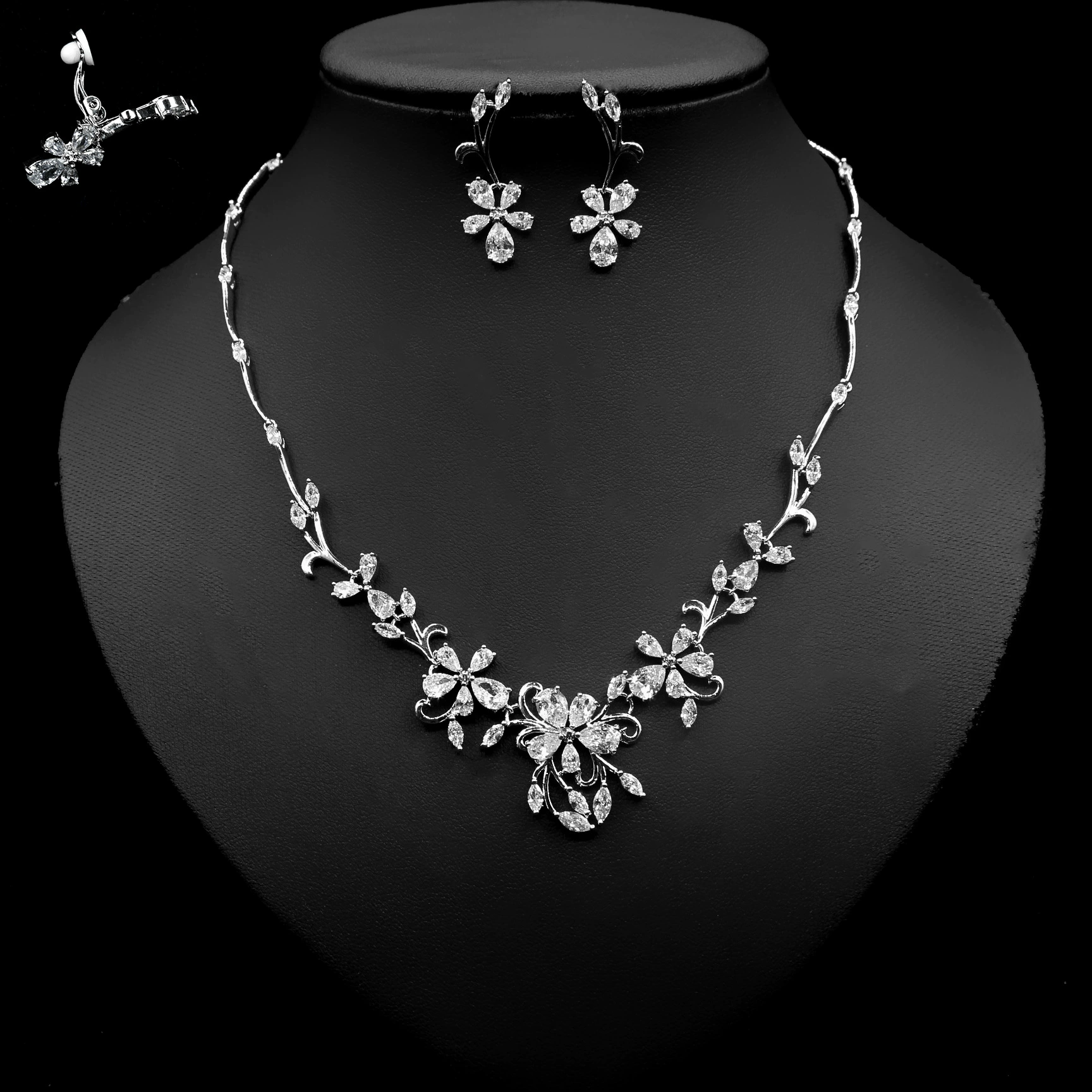 Zirconium for bride, pendant, chain, universal refreshing set, accessory, European style, simple and elegant design, wholesale