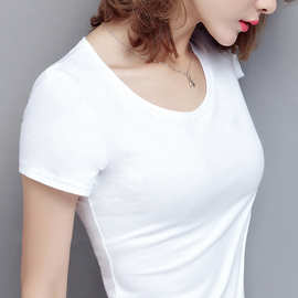 高棉短袖t恤女士夏季紧身t桖2024年新款修身纯白色体恤黑色体袖潮
