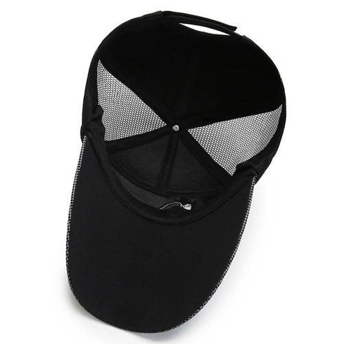 Wide-brimmed mesh cap for men, summer fashion, sporty, breathable, drawstring sun hat, outdoor cycling, baseball cap, windproof duckbill hat