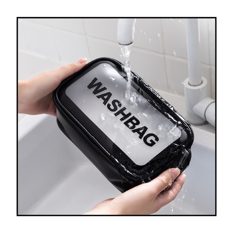 Pvc Cosmetic Bag Transparent Large Capacity Bath Bag Pu Waterproof Satchel Toiletry Bag Women's Satchel Travel Cosmetics Bag