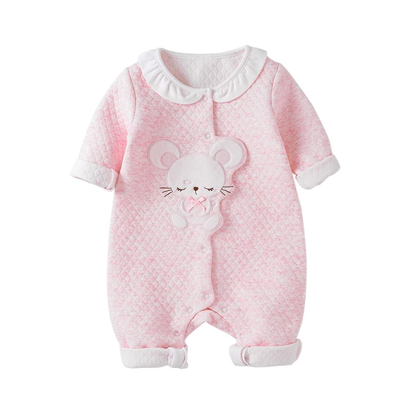 Pink embroidered mice climbing 18af028