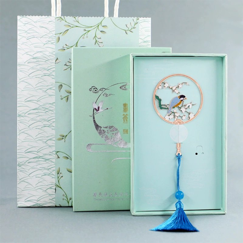 Крыло цикады Металлическая Закладка Полый круглый вентилятор на заказ Классический китайский стиль Латунь Изысканная Подарочная коробка Подарок на День учителя