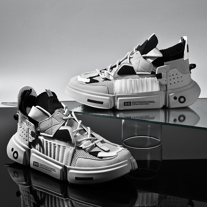 Zapatos de hombre otoño nuevos zapatos de pareja súper populares transpirables de los hombres de estilo coreano de moda de color a juego personalidad en línea celebridad Wudao zapatos de papá image 4