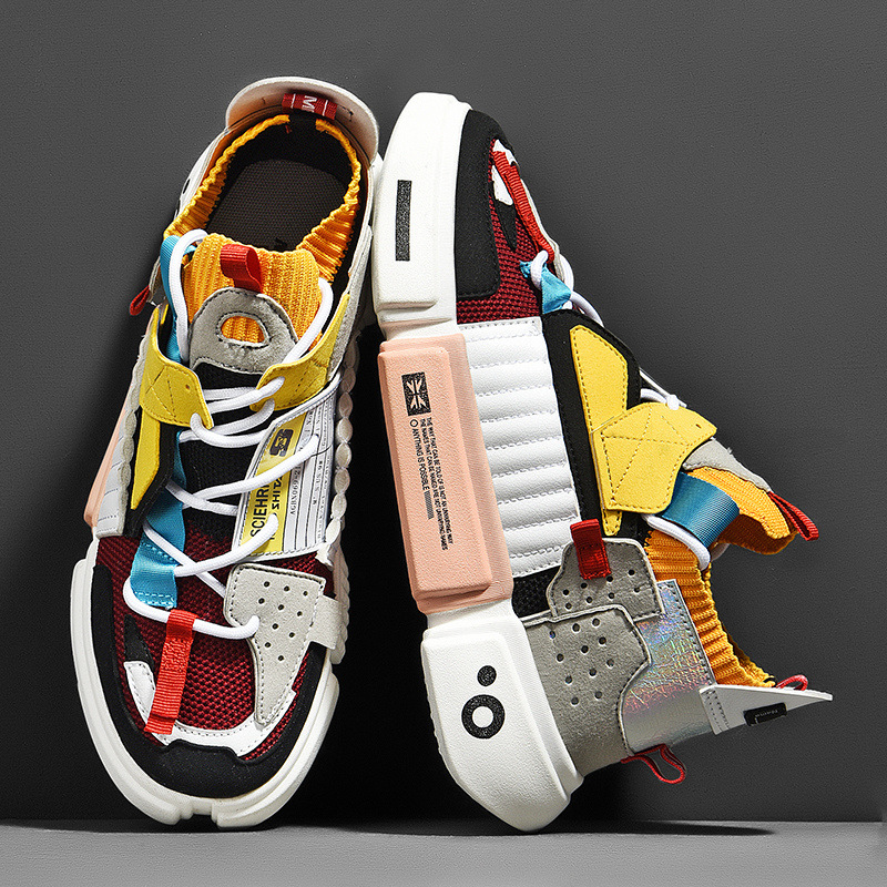 Zapatos de hombre otoño nuevos zapatos de pareja súper populares transpirables de los hombres de estilo coreano de moda de color a juego personalidad en línea celebridad Wudao zapatos de papá image 5