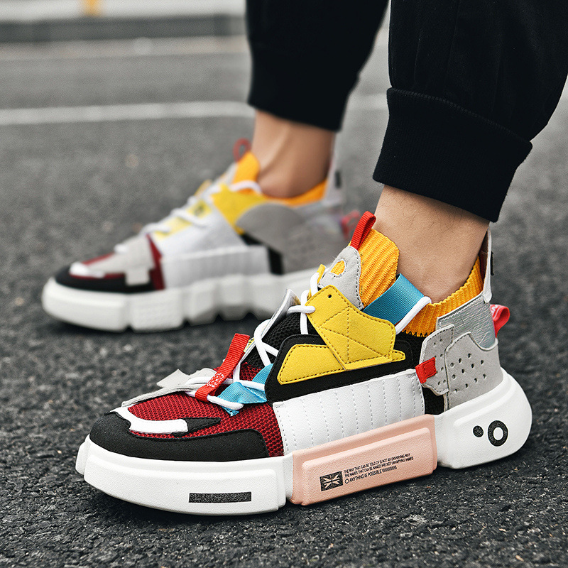 Zapatos de hombre otoño nuevos zapatos de pareja súper populares transpirables de los hombres de estilo coreano de moda de color a juego personalidad en línea celebridad Wudao zapatos de papá image 10