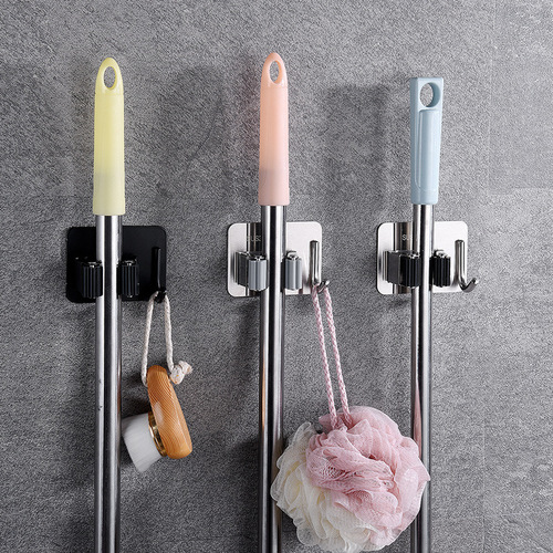 304 stainless steel mop clip hook without punching bathroom storage artifact broom hanger viscose mop clip