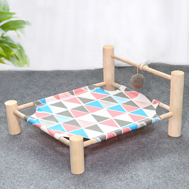 Cat nest four seasons universal removable and washable cat bed pet solid wood camp bed cat hammock pet bed off-zone toy ball