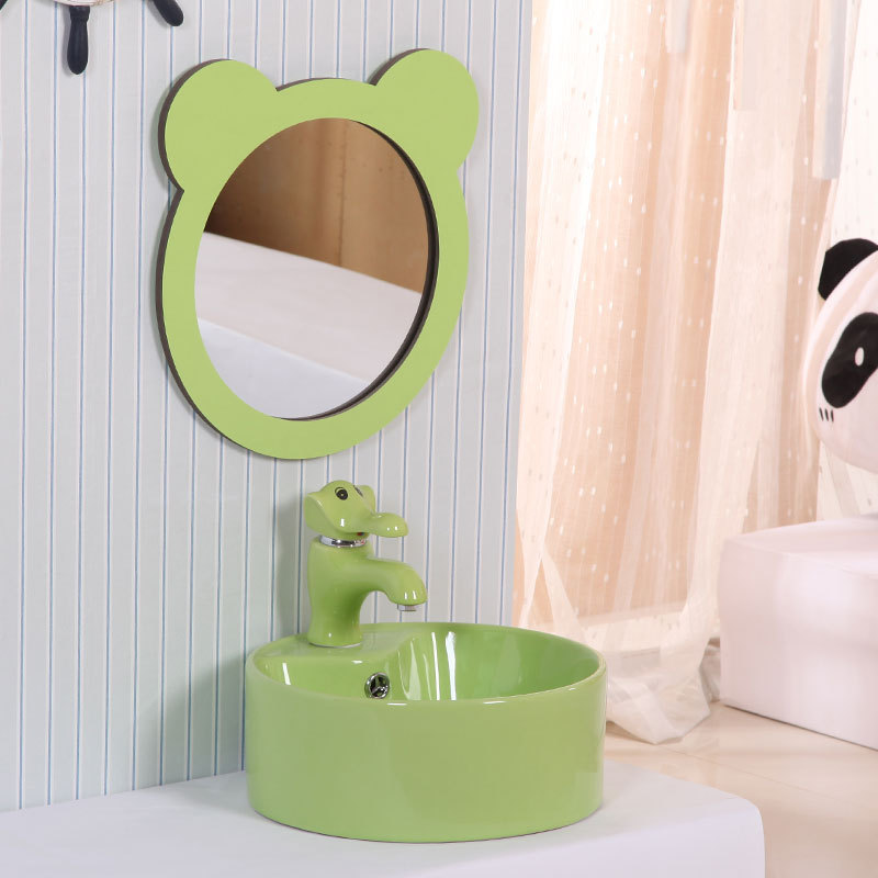 Lavabo de color para niños de jardín de infantes lavabo de cerámica tamaño pequeño lavabo para niños Mesa Redonda lavabo fabricante image 3