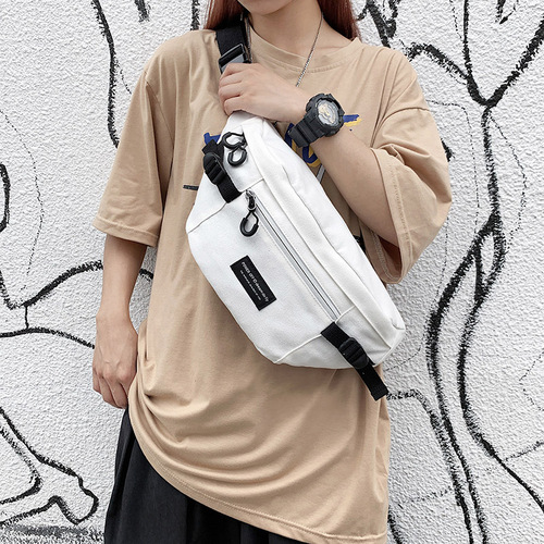 Waist bag men's large-capacity cross-body bag fashionable casual canvas men's shoulder cross-body bag outdoor sports chest bag trendy