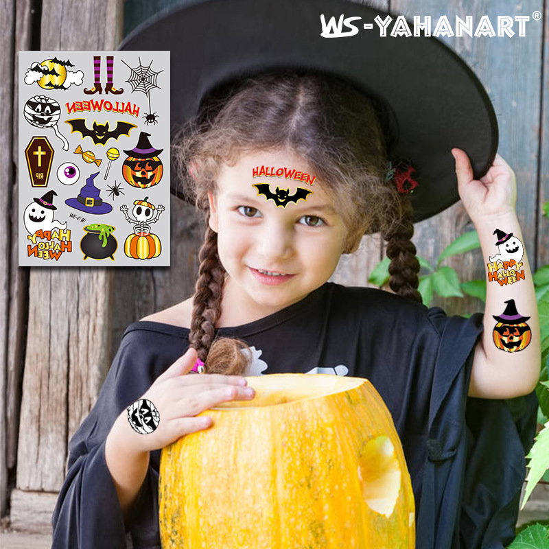 Tatuajes Temporales Dorados de Halloween para Niños Impermeables de Papel de Transferencia de Agua image 5