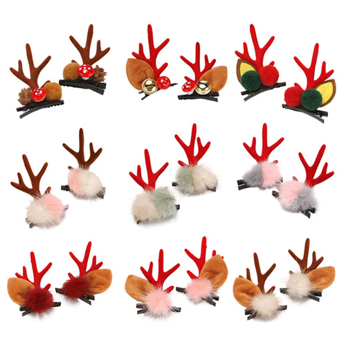 Cross-border Amazon Christmas Antler Hair Clips Children's Cute Cartoon Christmas Hair Accessories Hair Clips Party Decoration Supplies
