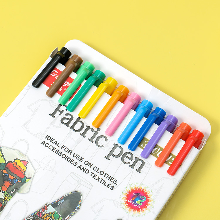 Guangna 3300 tela creativa pluma DIY no se desvanece pincel de pintura de tela de color traje de pluma de 24 rotulador de color