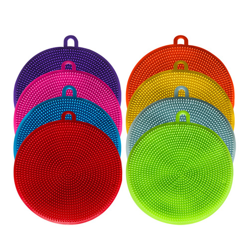 Multifunctional dishwashing brush round household pot washing brush kitchen cleaning brush colorful scouring pad dishwashing brush wholesale