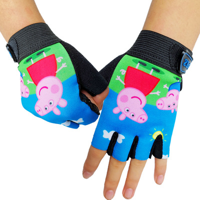 男女儿童卡通骑行户外轮滑板防滑防护平衡车幼儿园表演出半指手套|ms