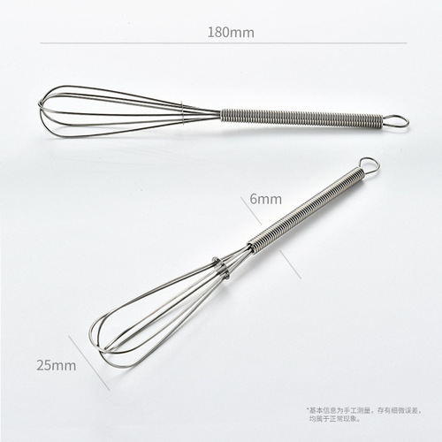 Stainless steel 430 mini manual egg beater spring handle small egg mixer cream whipper