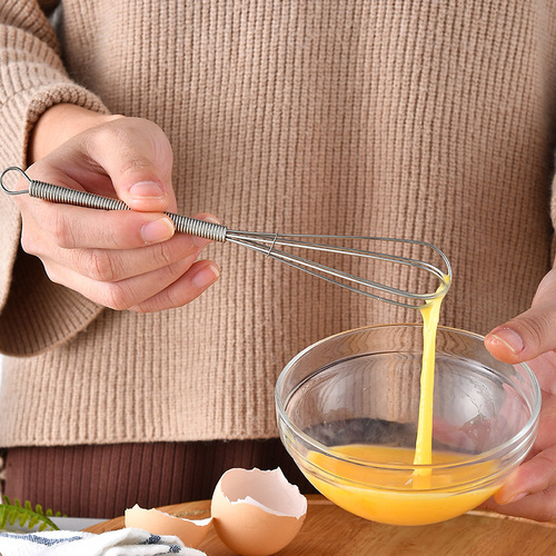 Stainless steel 430 mini manual egg beater spring handle small egg mixer cream whipper