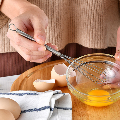 Stainless steel 430 mini manual egg beater spring handle small egg mixer cream whipper
