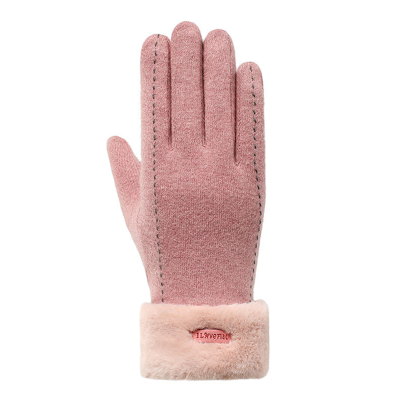 Soojad kindad Naistele N0302 pluss fliisist paksendatud Korea versioon armas kašmiirist puutetundlik ekraan sõiduvillased ratsutamistalvekindad_voghion.com