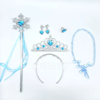 厂家直销冰雪奇缘同款爱莎公主女孩角色扮演生日礼物项链5件套