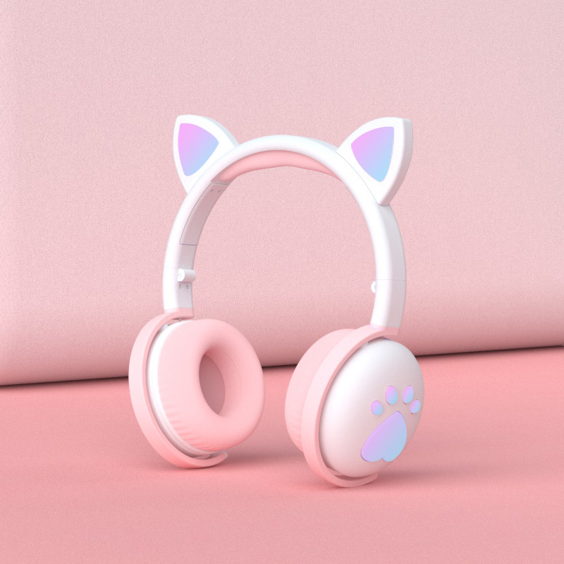 Transfronterizo caliente lindo gato garra auriculares Bluetooth macaron color gato oído auriculares en vivo llamada de voz