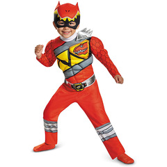 Dinosaur Ranger Strong Red Children Superhero Role-Playing Halloween Party Costume Muscle Suit