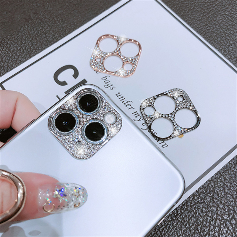 Suitable for Apple 12 Mobile Phone Lens Film iPhone13Pro Max Water Flash Diamond Metal Camera Ring Sticker i11