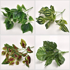 仿真綠植塑料波斯葉龜背葉植物背景牆配材布置綠葉花材裝飾綠植牆