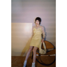 设计师女装 波点真丝欧根纱拼接优雅连衣裙