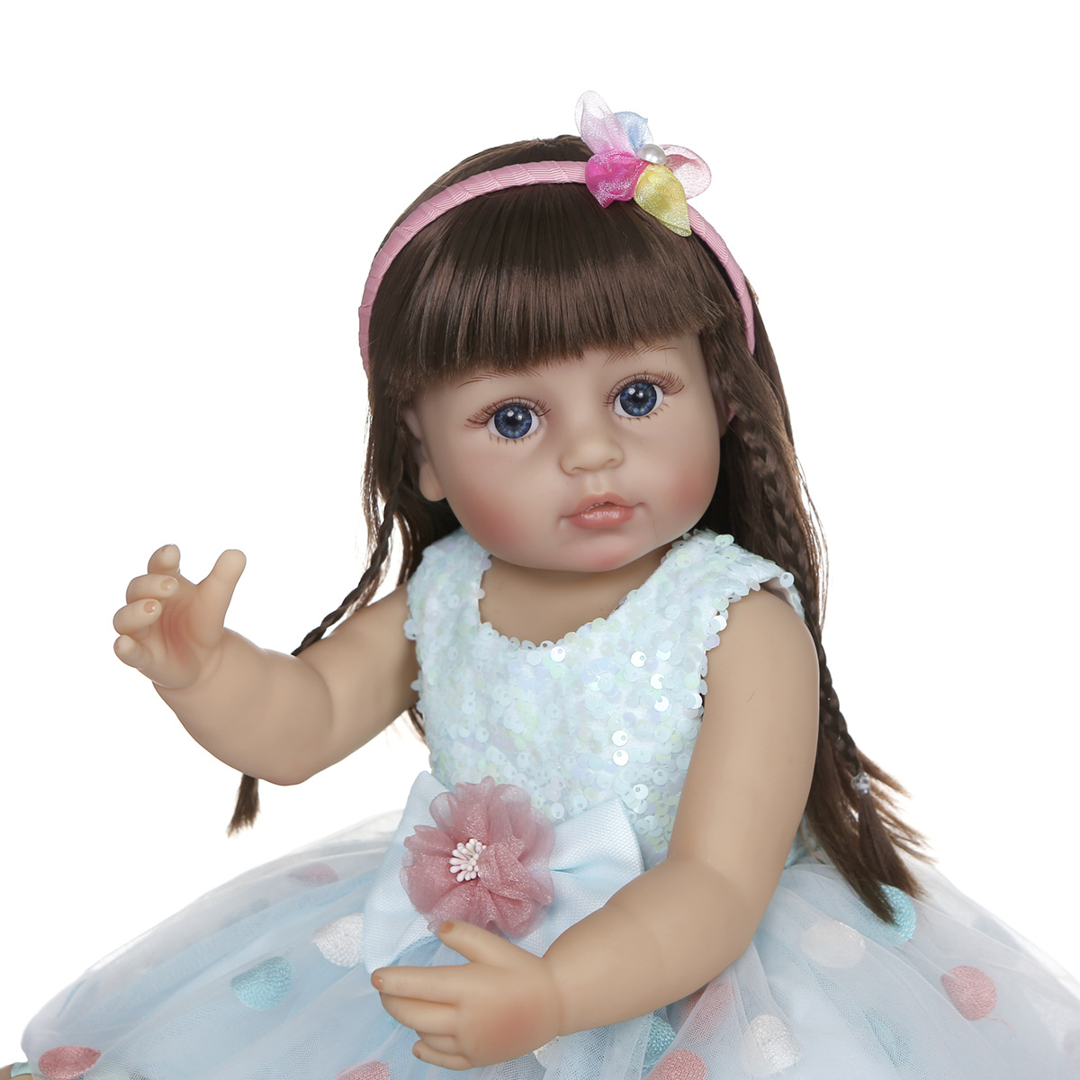 55cm de cuerpo completo de silicona renacer niño niña pincess en azul