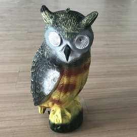 厂家直销太阳能发亮猫头鹰发声猫头鹰驱鼠器客厅摆件 仿真动物
