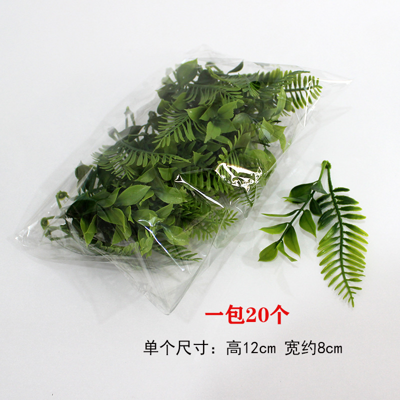 Ramo artificial con hierba cola de dragón hierba caja de regalo con adorno hoja de eucalipto dinero hoja flor tienda paquete material al por mayor