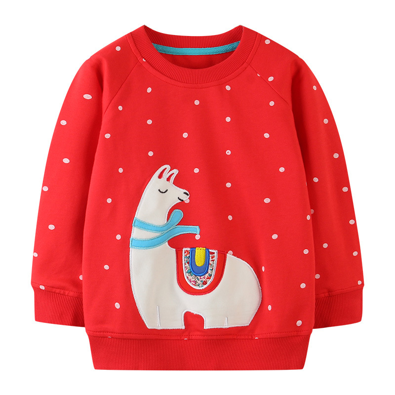 Sudadera de manga larga para niñas estilo europeo y americano, nuevo producto de otoño, suéter de felpa con cuello redondo y bordado, moderno para niñas.