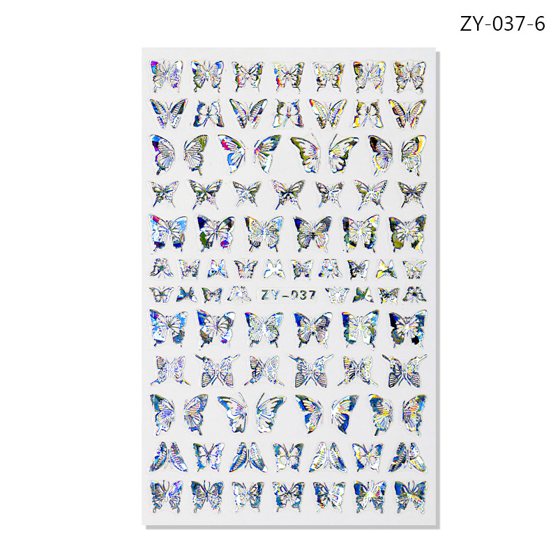 Pegatinas de uñas de dedo simulación pegatinas de mariposa delgada pegatinas de mariposa láser de oro y plata con pegatinas de mariposa dorada