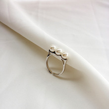 韩国韩版925纯银戒贝珠珍珠开口极简网红戒指