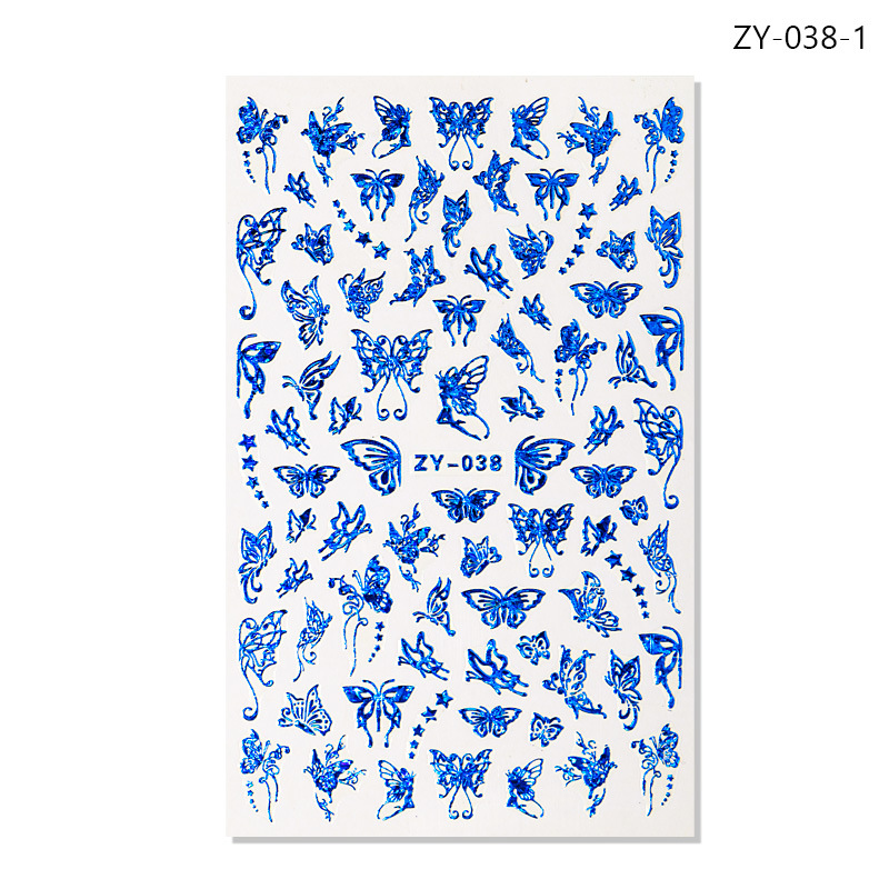 Pegatinas de uñas de dedo simulación pegatinas de mariposa delgada pegatinas de mariposa láser de oro y plata con pegatinas de mariposa dorada