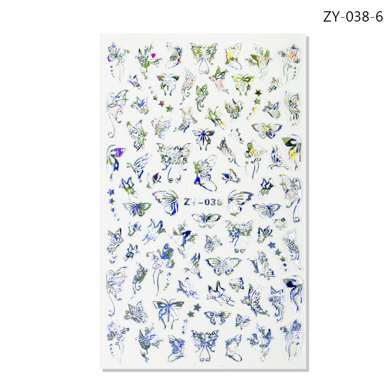 Pegatinas de uñas de dedo simulación pegatinas de mariposa delgada pegatinas de mariposa láser de oro y plata con pegatinas de mariposa dorada